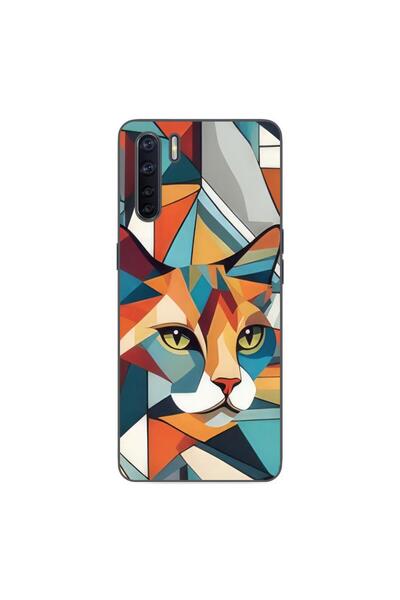 OEM Husa compatibila cu Oppo A91 Silicon Gel Tpu Model Cubic Cat Art