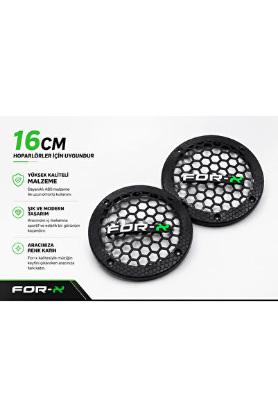 For-X 16cm Hoparlör Kapağı - Logolu Plastik Midrange Hoparlör Kapak 16 cm - 2...
