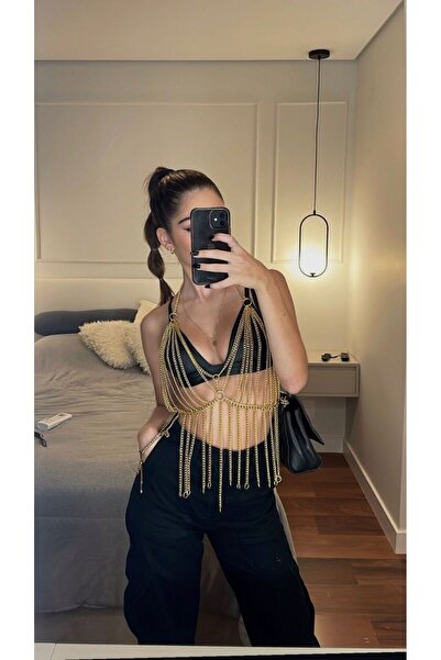 Ravinity Gümüş Göğüs Zinciri, Halka Detaylı Cool Vücut Kolyesi