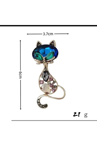 asc.home Kedi model taşlı broş 6 cm yukseklik