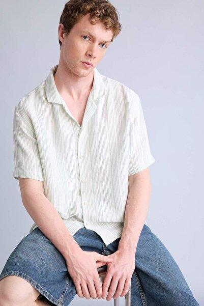 DeFacto Premium Boxy Fit Apaş Collar Short Sleeve Shirt G4153Ax26Sm
