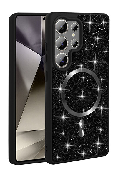 Rivor Galaxy S26 Ultra Uyumlu Kılıf Kamera Çıkıntılı Pırlanta Tasarımlı Magsa...