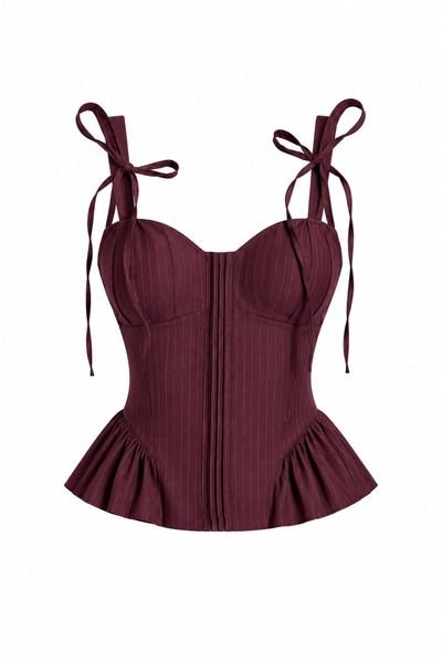 HAZELANNA Bluză corset cu dungi, culoare prună