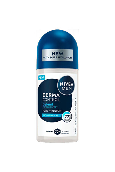 NIVEA Set of 3 x Deodorant Roll-on Men Derma Control Defend, 50 ml