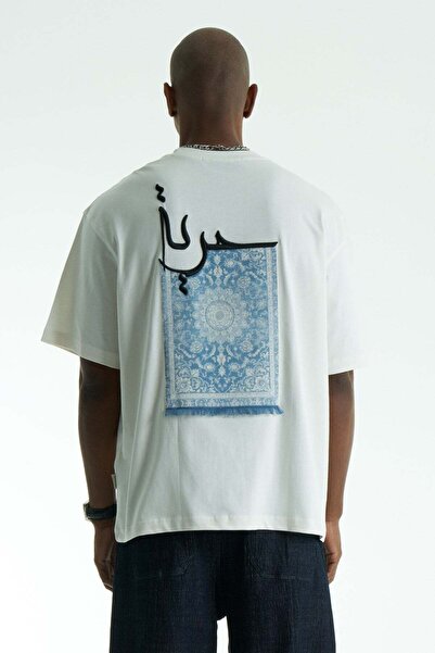 SHANBERWEAR Patience Oversize Erkek Tişört Ekru EK5052-SAW