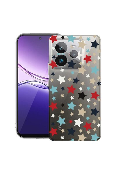 bestcase Калъф за Realme GT 7 Pro с дизайн на звезди, прозрачен тънък силикон...