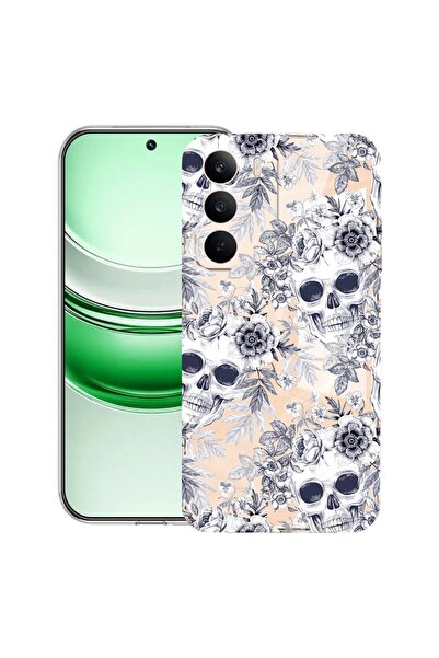 bestcase Husă transparentă din silicon pentru Realme C71, Craniu Negru și Alb...