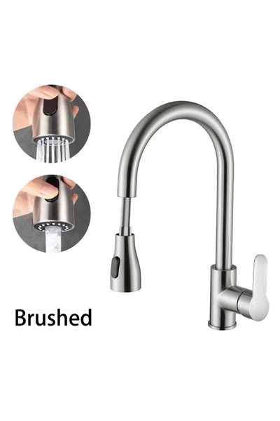 Choice 2 gear Brushed 304 Stainless Steel Pull Out Kitchen Faucet 360 Rotate ...