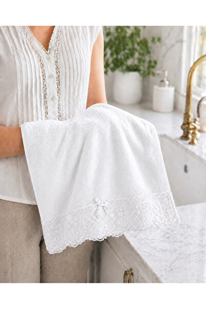 Bella Home Velvet Lace Kitchen Towels (4 Pieces) |   30X50 cm |   Soft Textur...