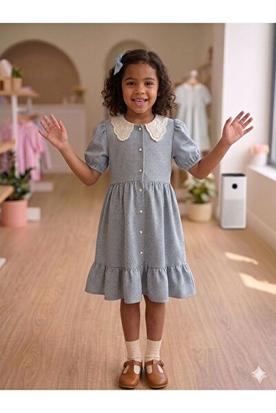 Zelhankids Rochie pentru copii vintage cu guler pregătit de miercuri