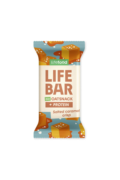 LifeFood Baton de ovăz proteic organic cu crocant de caramel sărat 40 g