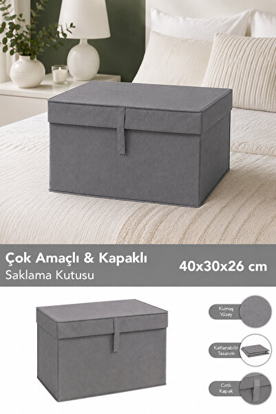 Meleni Home Mini Boy Hurç - Çok Amaçlı Organizer Kapaklı Saklama Kutusu 40x30...
