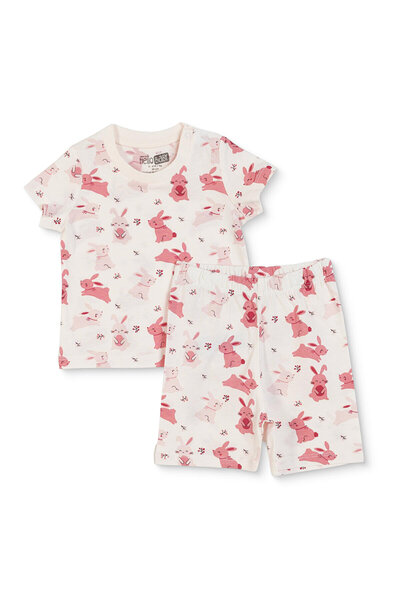ebebek Hello Baby HelloBaby Kız Bebek Pijama Takımı Tavşan Baskılı Çıtçıtlı B...