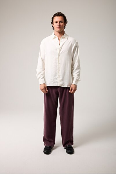 2512 Clothing بنطلون من قماش السويد المطوي ذو ملمس مميز