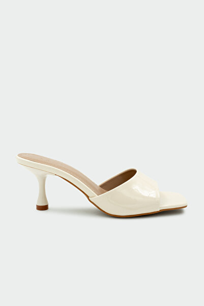 LAMİNTA Perry Blunt Toe Women's Ecru Heeled Slippers