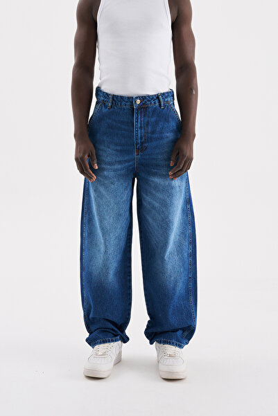 Machinist Men's Basic Baloon Fit Baggy Jean Trousers Blue