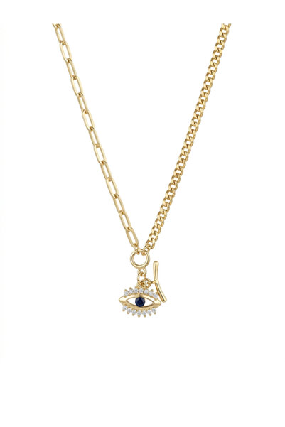 ZARİN JEWELS Ataç ve Gurmet Zincirli Göz Detaylı Çelik Kolye