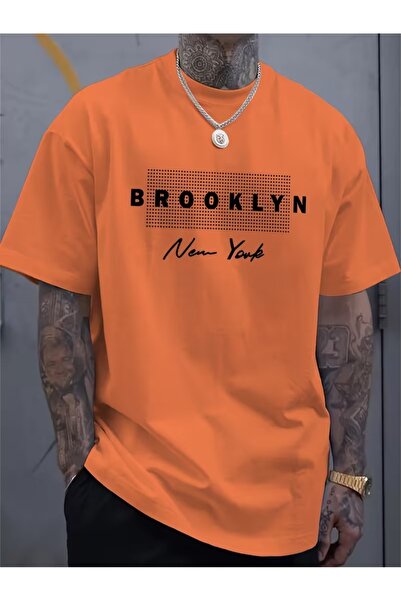PAVRO Unisex Άνετο T-shirt με μικτό σχέδιο και στάμπα