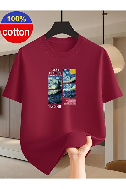 PAVRO Unisex Άνετο T-shirt με μικτό σχέδιο και στάμπα