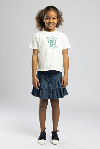 Lee Cooper Nını Girl's Printed Crew Neck T-Shirt White