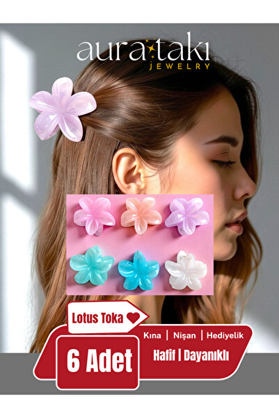 AURA TAKI VE AKSESUAR Buzlu Lotus Toka 6 Cm | 6 Adet | 6 Renk
