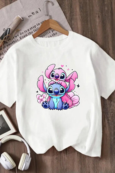 Canlook Stitch Karakter Baskılı Pamuklu Kız Çocuk Tshirt