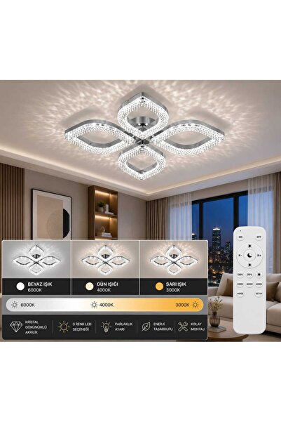 Marsel Lighting PAPATYA 4LÜ AVİZE 3 RENK LED SECENEKLİ KUMANDALI SAL0N OTURMA...