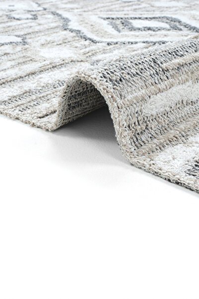 Cool Halı Adora Bej 200x300 6 Metre Büyük Halı Kabartmalı İnce Yazlık Pamuklu...