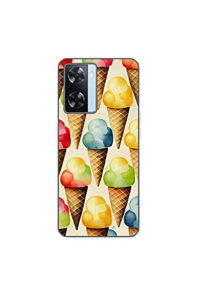 OEM Калъф, съвместим с Oppo A57s, от силиконов гел TPU, с десен на сладолед
