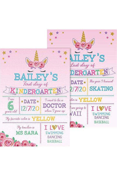 Outus Unicorn Theme First Day of School Chalkboard, Durable First and Last Da...