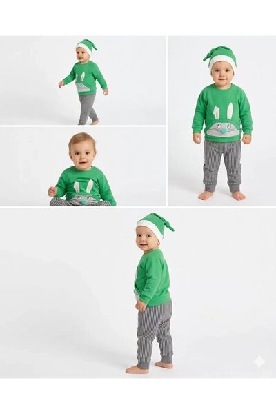 Generic Brand 3/12 Month Embroidered Baby Set with Hat