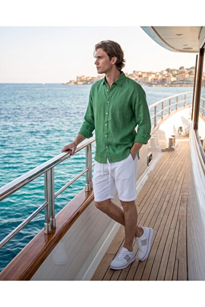 EN&DA Tekstil %100 Keten Slim Fit Erkek Gömlek