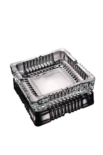 OEM Elegant Transparent Glass Ashtray – Modern Design, 10 x 10 x 3.25 cm