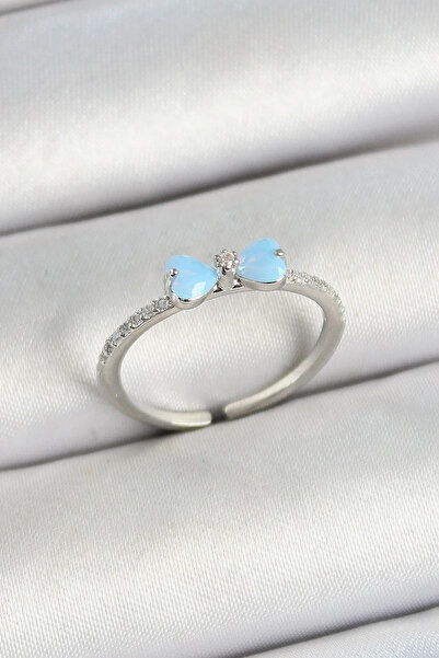 USLUCAN ALIŞVERİŞ Silver Color Adjustable Women's Ring with Brass Bow Figure ...
