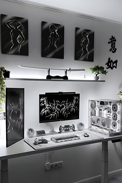 DekorHane Print metalic - 3 piese, tablou decorativ tematic pentru camera de ...