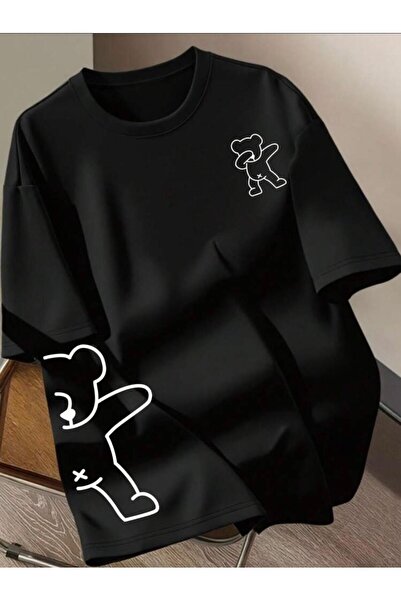 Oksit Teddy Bear Printed Unisex Oversize Street Style T-Shirt