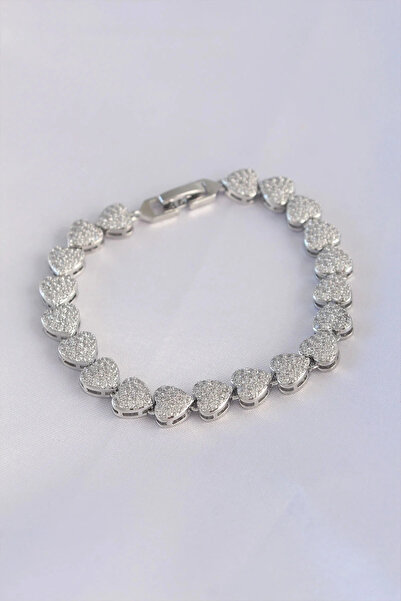 Generic Brand Vip Series Brass Zircon Stone Silver Color Heart Model Bracelet