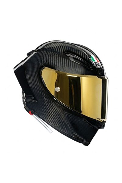 GÜMRÜK BEY Agv Pista GP RR Mono Glossy Carbon Iridium Gold Vizör Kapalı Motos...