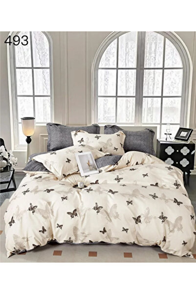 East Comfort Bedding set 6 pieces flannelette, cream with gray and beige butt...