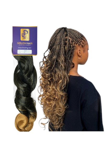 GOLEN French Curls Braiding Hair 22 Inches Long Color T27 – Deal Pack of 4 | Long French Curl Braiding Hair