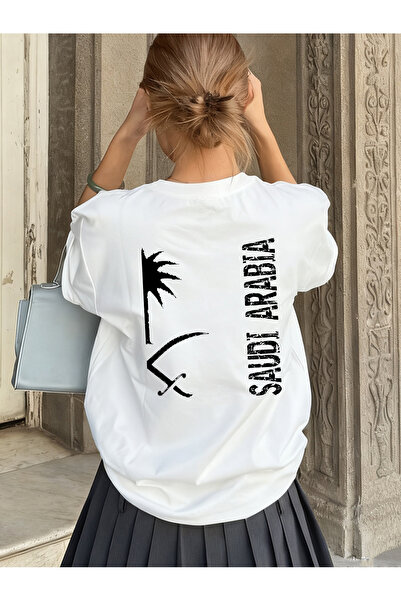 SAUDI Men and Women's 100% Cotton T-Shirt - Oversized Crew Neck Short Sleeve ...