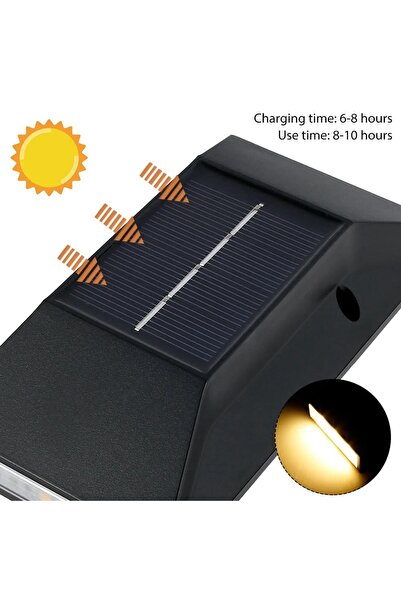 BaoBao Set de 2 lămpi solare de perete bidirecționale, set de 2 bucăți, plastic, gri