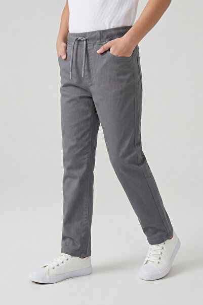 nacar çarşı Boys' Gray Ribbed Waist Canvas School Pants Primary School Middle...