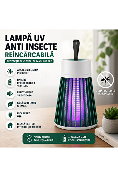 Magazinul reducerilor Lampă UV Anti Insecte Reîncărcabilă USB 1200mAh, Pentru...