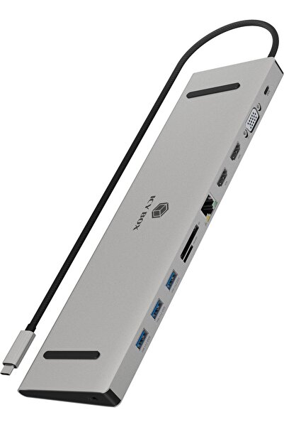 ICY BOX Stație de andocare IB-DK2106a-CPD 11 în 1, 2x HDMI, 1x VGA, LAN, citi...
