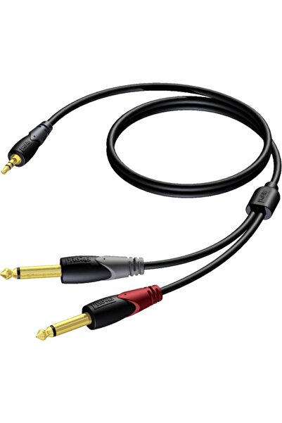 PROCAB Kabel Jack 3.5mm - Jack 6.3mm x2 1.5m czarny (CLA713/1.5)