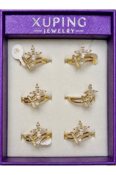 XUPING JEWELRY Xuping Kelebek ve Çiçek Detaylı Zirkon Taşlı Gold Renk Kadın Y...