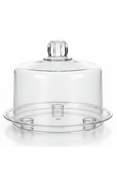 Yuniverse Acrylic Cake Plate with Dome Cover | 20 cm Crystal-Clear Cloche