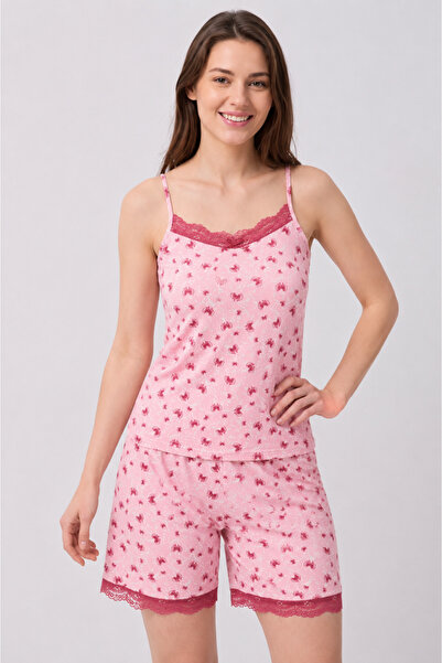 YUYİ Pijapi̇a Modal Fabric Women's Shorts Pajama Set with Rope Straps
