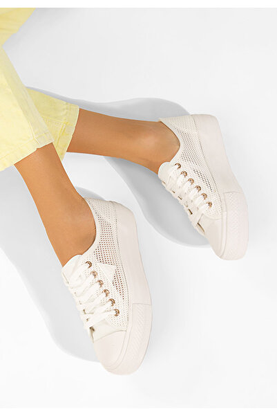 B T Shoes Tenisi dama Fanita albi